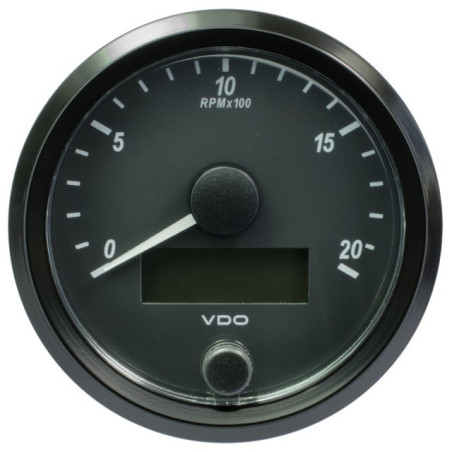 A2C3832960030 VDO SingleViu Tachometer 2,000 RPM Black 80mm White Illuminated Red Hand