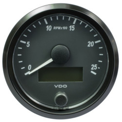 A2C3832970030 VDO SingleViu Tachometer 2,500 RPM Black 80mm White Illuminated Red Pointer
