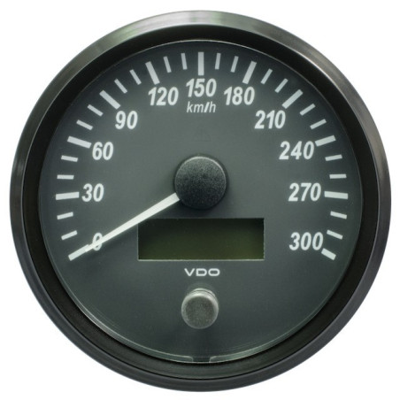 A2C3832830030 VDO SingleViu Speedometer 300 Km/h Black 100mm White Illuminated Red Pointer