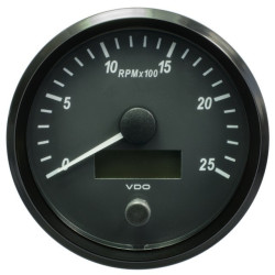 A2C3832820030 VDO SingleViu Tachometer 2,500 RPM Black 100mm White Illuminated Red Pointer
