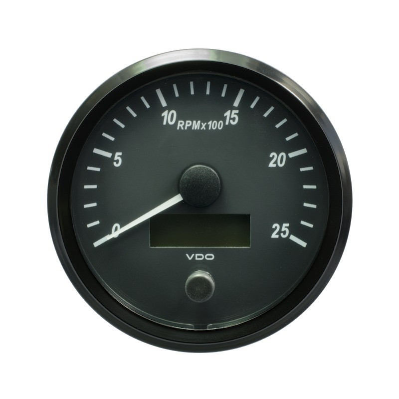 A2C3832820030 VDO SingleViu Tachometer 2,500 RPM Black 100mm White Illuminated Red Pointer