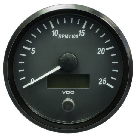 A2C3832820030 VDO SingleViu Tachometer 2,500 RPM Black 100mm White Illuminated Red Pointer