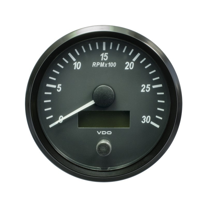 A2C3832810030 VDO SingleViu Tachometer 3,000 RPM Black 100mm White Illuminated Red Hand