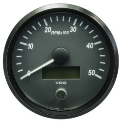 A2C3832790030 VDO SingleViu Tachometer 5,000 RPM Black 100mm White Illuminated Red Pointer