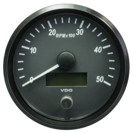 A2C3832790030 VDO SingleViu Tachometer 5,000 RPM Black 100mm White Illuminated Red Pointer