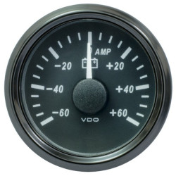 A2C3833080032 VDO SingleViu 0247 Ammeter 60A Black 52mm Amber Illuminated Red Hand