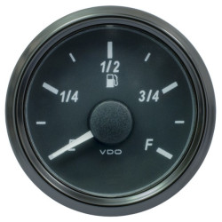A2C3833140032 VDO SingleViu 0245 Fuel Level 3-90 Ohm Black 52mm Amber Illuminated Red Pointer