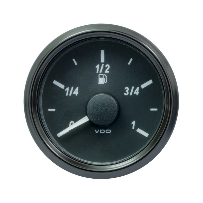 A2C3833100032 VDO SingleViu 0245 Fuel Level 3-180 Ohm Black 52mm Amber Illuminated Red Pointer