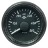 A2C3832740032 VDO SingleViu 1167 Transmission oil pressure 500PSI Black 52mm Amber Illuminated Red Pointer