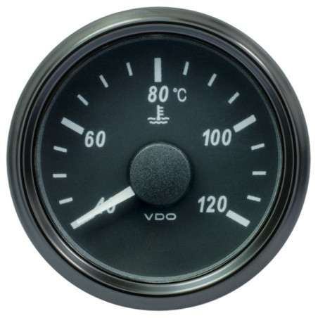 A2C3833320032 VDO SingleViu 0246 Cooling Water Temperature 120°C Black 52mm Amber Illuminated Red Pointer