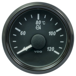 A2C3833330032 VDO SingleViu 1380 Cooling Water Temperature 120°C Black 52mm Amber Illuminated Red Hand