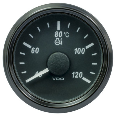 A2C3833330032 VDO SingleViu 1380 Cooling Water Temperature 120°C Black 52mm Amber Illuminated Red Hand