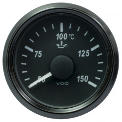 VDO SingleViu 2426 Motorolietemperatuur 150°C Zwart 52mm Amber Verlicht Rode Wijzer