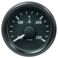 A2C3833340032 VDO SingleViu 0246 Cooling Water Temperature 250°F Black 52mm Amber Illuminated Red Pointer
