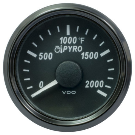 A2C3833040032 VDO SingleViu 1383 Pyrometer 2000°F Black 52mm Amber Illuminated Red Pointer