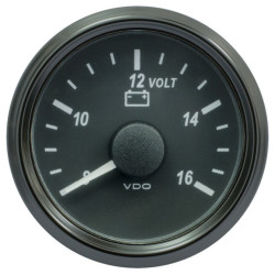 A2C3832770032 VDO SingleViu 0247 Voltmeter 8-16V Black 52mm Amber Illuminated Red Pointer
