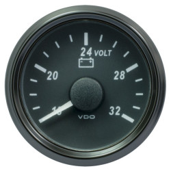 A2C3832780032 VDO SingleViu 0247 Voltmeter 16-32V Black 52mm Amber Illuminated Red Pointer