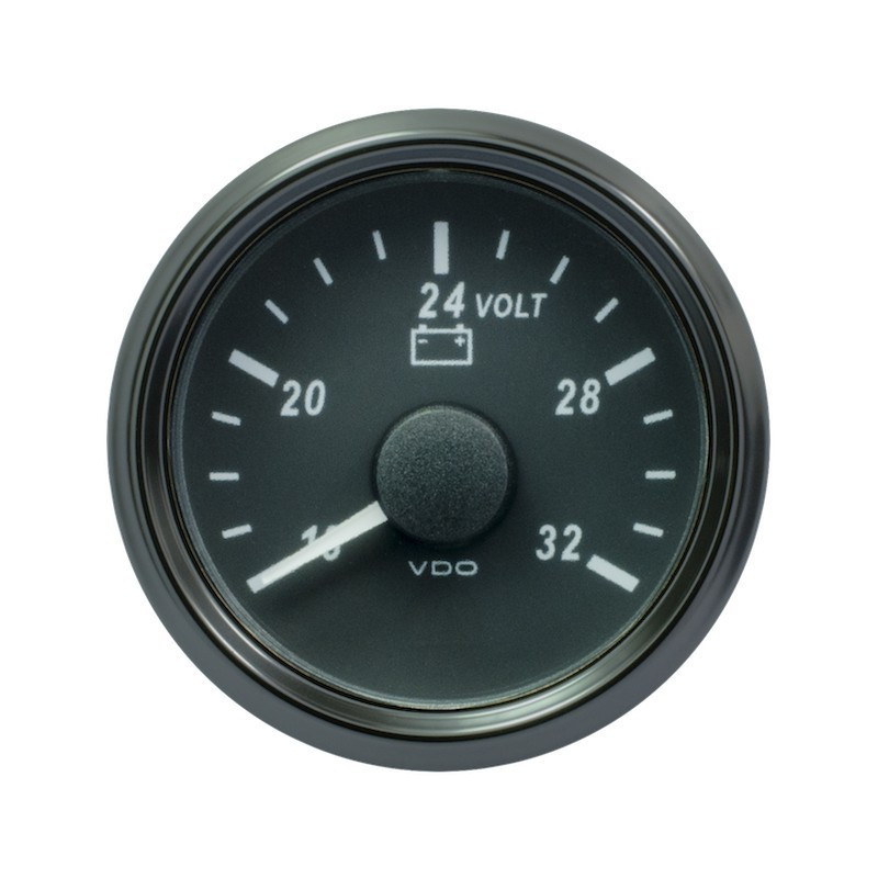 A2C3832780032 VDO SingleViu 0247 Voltmeter 16-32V Black 52mm Amber Illuminated Red Pointer