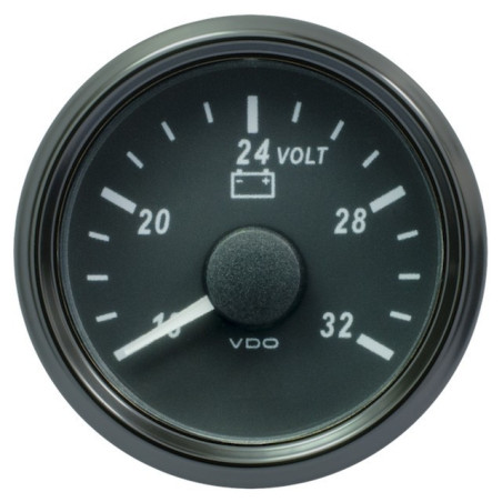 A2C3832780032 VDO SingleViu 0247 Voltmeter 16-32V Black 52mm Amber Illuminated Red Pointer