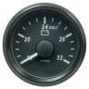 A2C3832780032 VDO SingleViu 0247 Voltmeter 16-32V Black 52mm Amber Illuminated Red Pointer