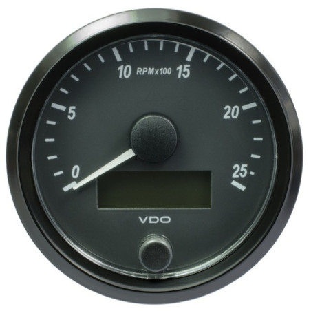 A2C3832970032 VDO SingleViu Tachometer 2,500 RPM Black 80mm Amber Illuminated Red Hand