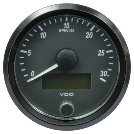 A2C3832980032 VDO SingleViu Tachometer 3,000 RPM Black 80mm Amber Illuminated Red Hand