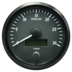 A2C3832810032 VDO SingleViu Tachometer 3,000 RPM Black 100mm Amber Illuminated Red Hand