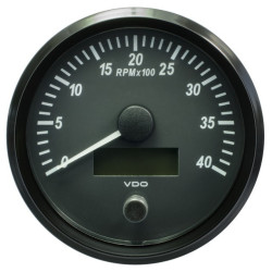 A2C3832800032 VDO SingleViu Tachometer 4,000 RPM Black 100mm Amber Illuminated Red Hand