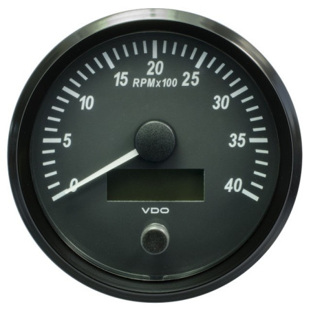 A2C3832800032 VDO SingleViu Tachometer 4,000 RPM Black 100mm Amber Illuminated Red Hand