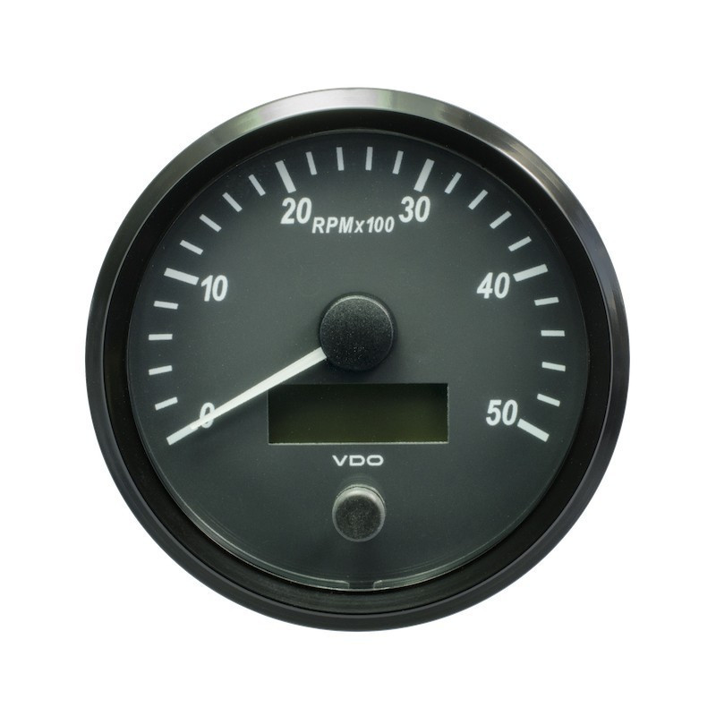 A2C3832790032 VDO SingleViu Tachometer 5,000 RPM Black 100mm Amber Illuminated Red Hand