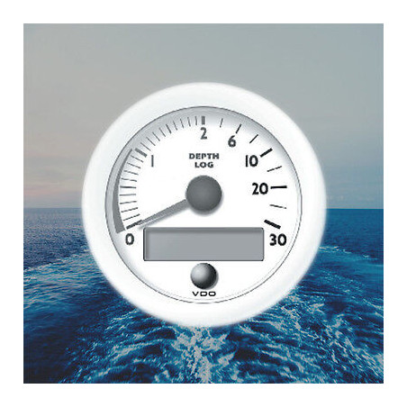 N01-612-006 VDO OdeanLine Kombi Depth Gauge 0-30m Log/Depth White 85mm