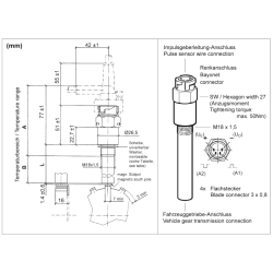 2159-50004702 VDO 1318 Tachograph Inductive impulse sensor - Element length 63.2mm