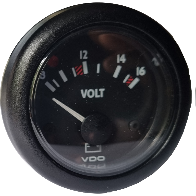 N02-410-812 VDO OceanLine Voltmeter 8-16V Black 52mm