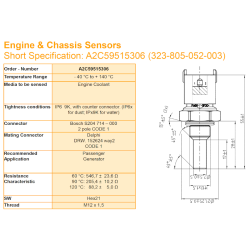 A2C59515306 VDO IP Cooling Water Sensor 140°C - M12