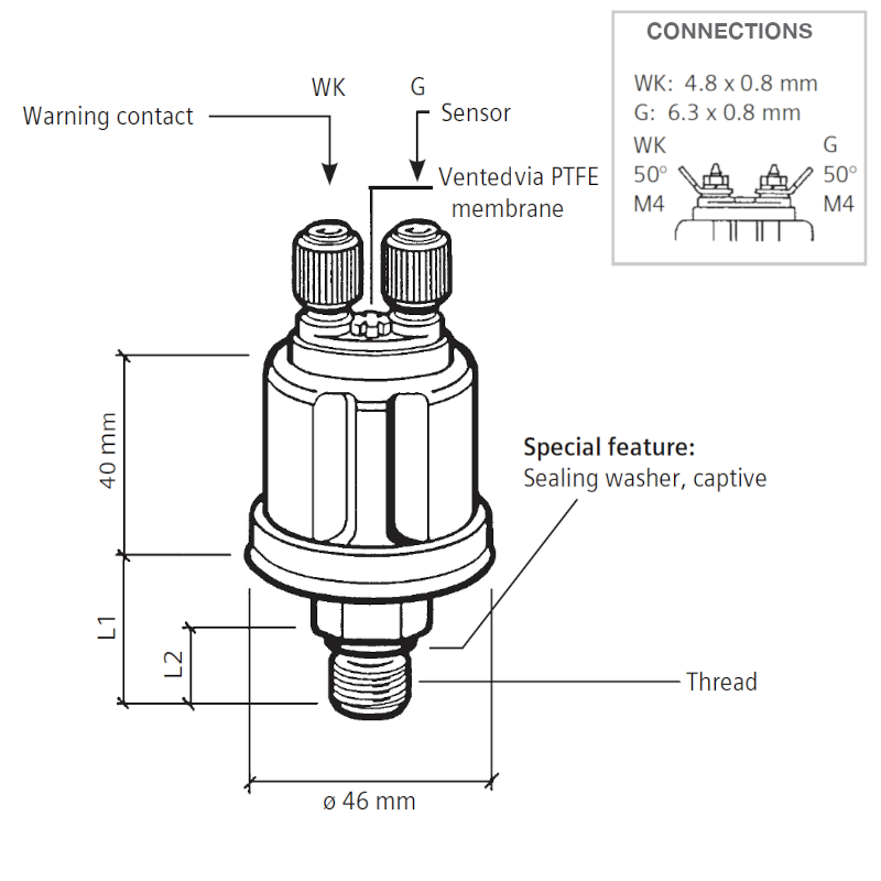 360-081-064-001C VDO Pressure Sensor 0-5 Bar - M18