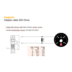 2801000020301 VDO SingleViu Connection Cable 8-pin Molex for high ohm sensors