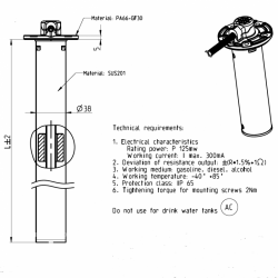 54mm Brandstof Buis Sensoren: A2C1750230001 VDO
