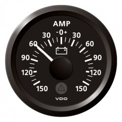 VDO ViewLine Ampèremeter 150A Zwart 52mm VDO ViewLine Ampèremeter 150A Zwart 52mm