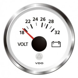 VDO ViewLine Voltmeter 18-32V Wit 52mm VDO ViewLine Voltmeter 18-32V Wit 52mm