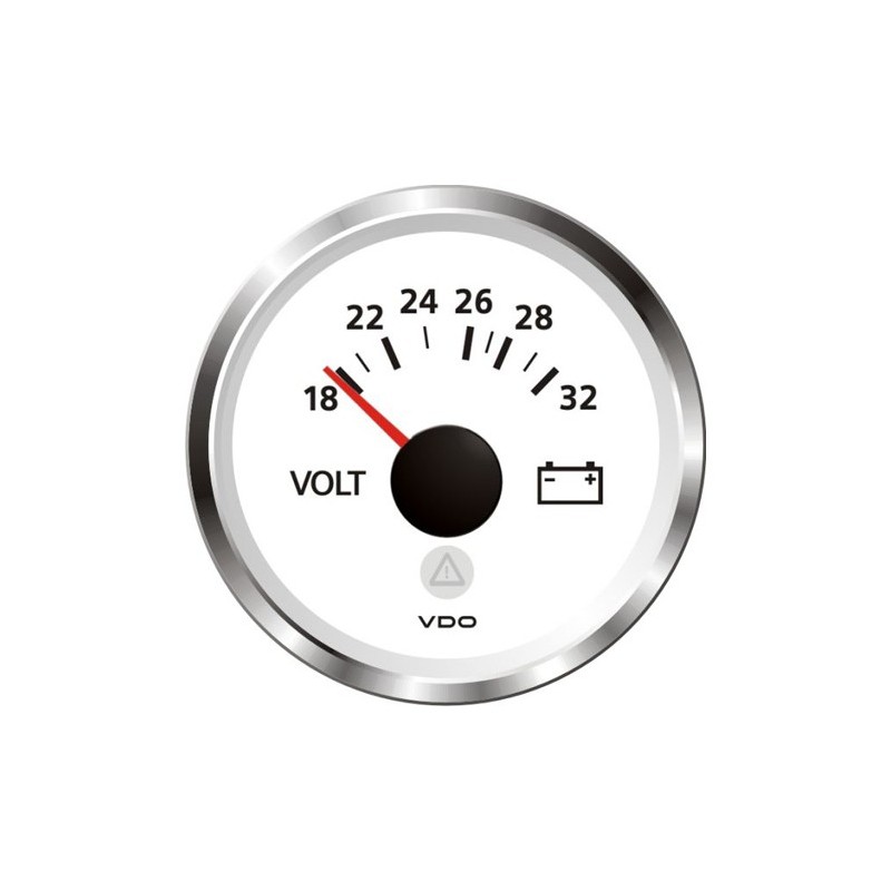 VDO ViewLine Voltmeter 18-32V Wit 52mm