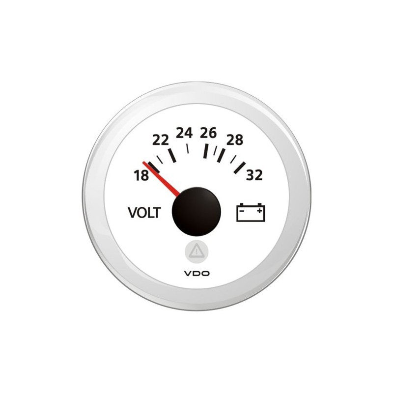 VDO ViewLine Voltmeter 18-32V White 52 mm