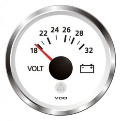 VDO ViewLine Voltmeter 18-32V Wit 52mm VDO ViewLine Voltmeter 18-32V Wit 52mm