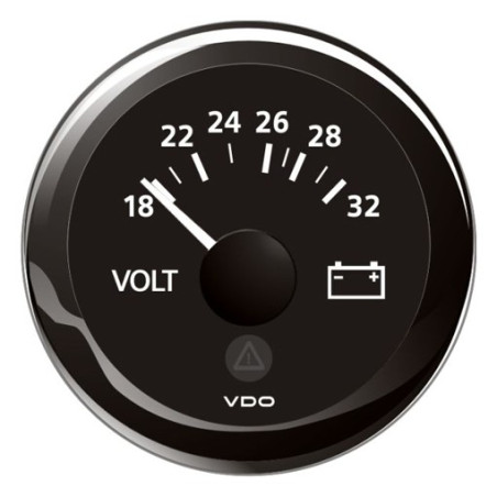 A2C59512458 Veratron ViewLine - 52mm Black Voltmeter 18-32V DLRB