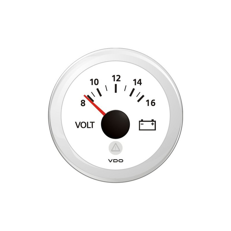 A2C59512546 Veratron ViewLine Voltmeter 8-16V White 52mm