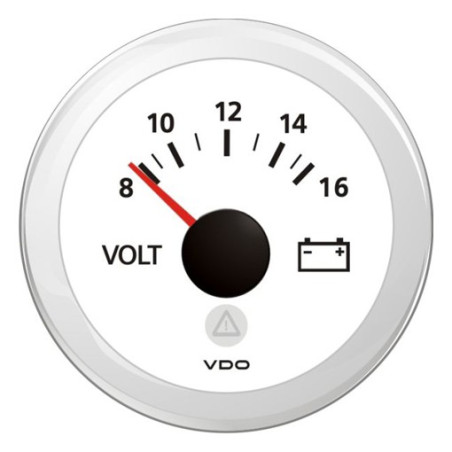 A2C59512546 Veratron ViewLine Voltmeter 8-16V White 52mm