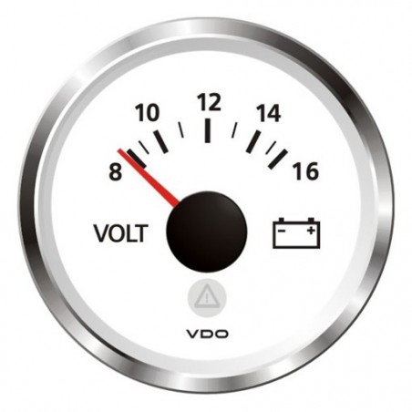 VDO ViewLine Voltmeter 8-16V White 52 mm