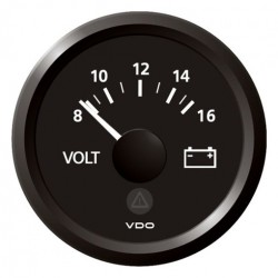 VDO ViewLine Voltmeter 8-16V Schwarz 52 mm