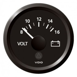 VDO ViewLine Voltmeter 8-16V Zwart 52mm VDO ViewLine Voltmeter 8-16V Zwart 52mm