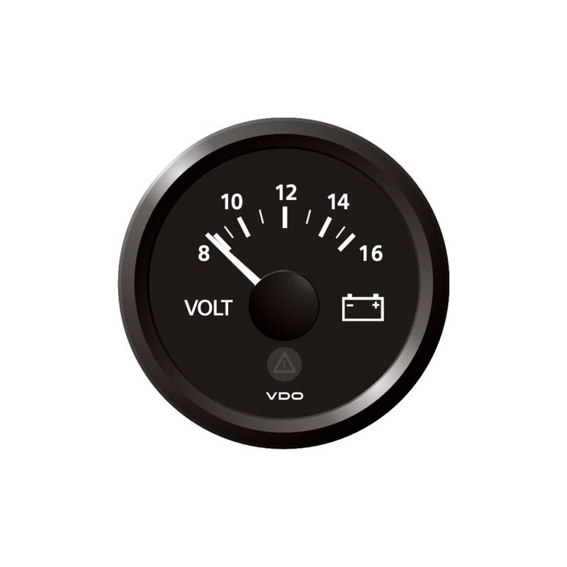 VDO ViewLine Voltmeter 8-16V Black 52 mm