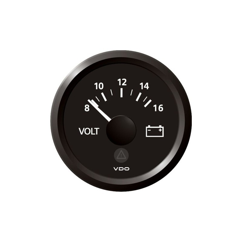 VDO ViewLine Voltmeter 8-16V Zwart 52mm